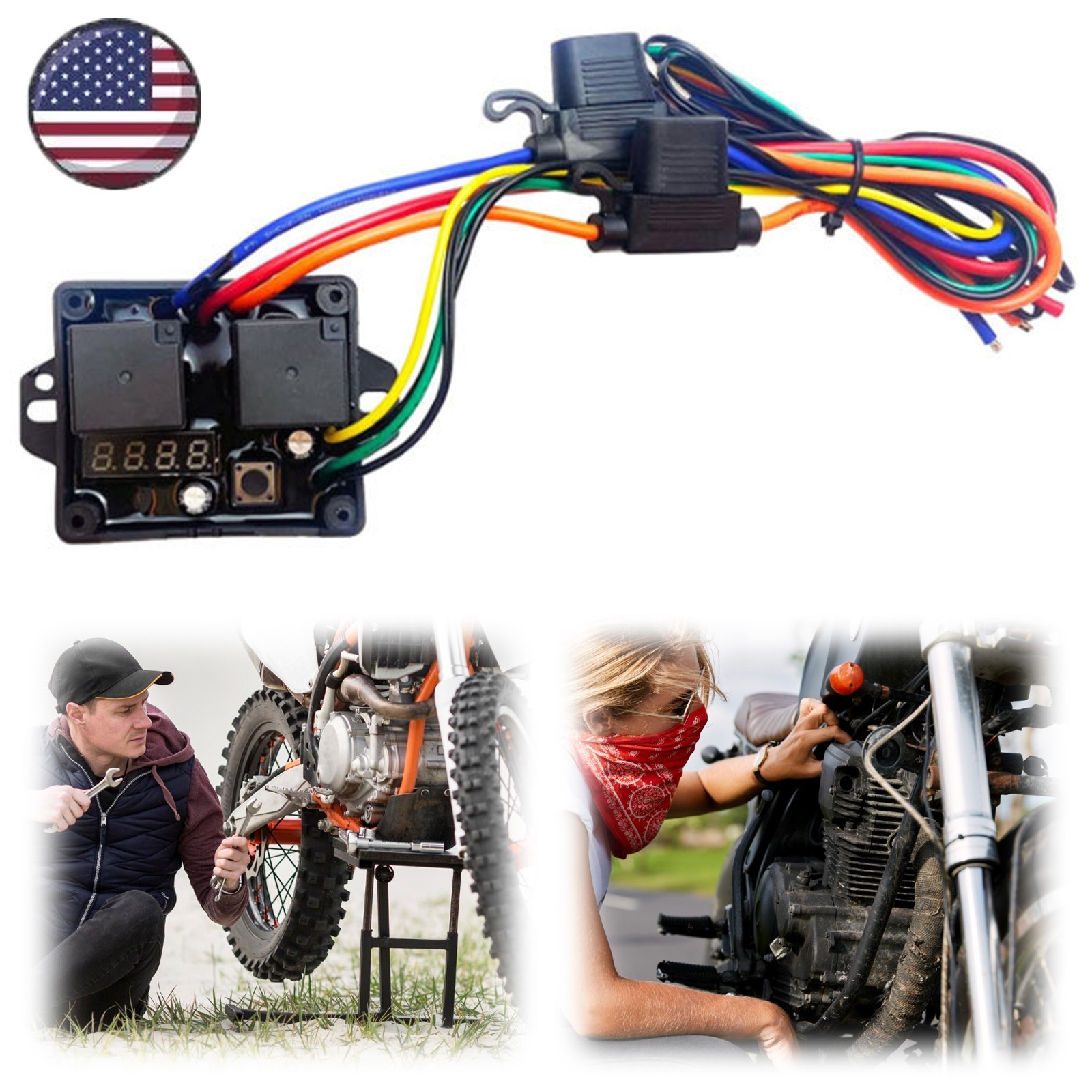 Digital Radiator Fan Switch Kit 12V/24V, Adjustable 104°F-230°F w/Dual Electri gallery