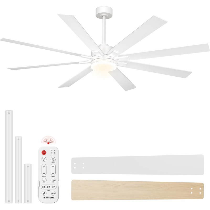 72'' Flush Mount LED Ceiling Fan with Light & Remote 6+1 Speeds, 3CCT, Dimmable gallery