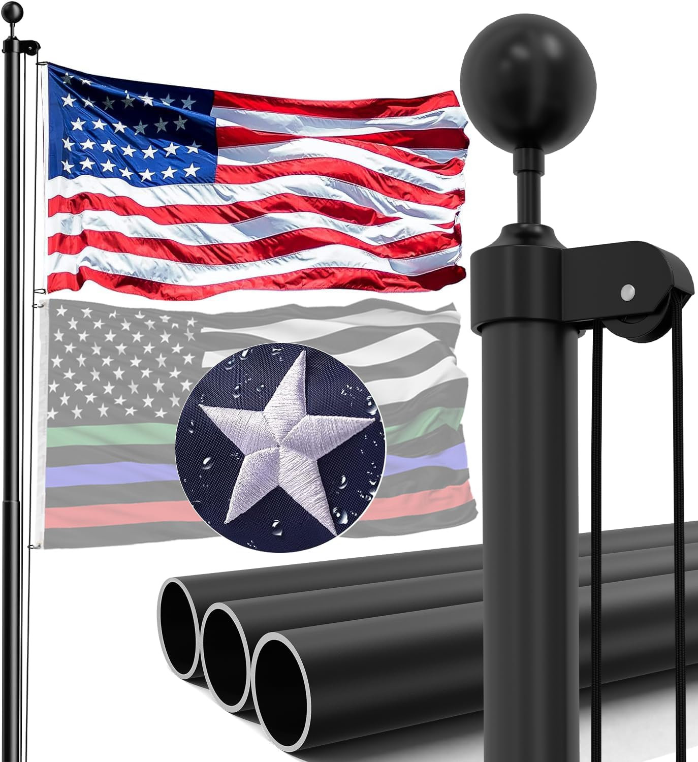 16FT Heavy Duty Flag Pole for Outside House – 13-Gauge Extra-Thick Aluminum Flag gallery