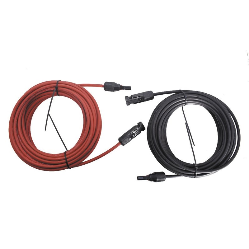 20ft Black+Red Solar Panel Extension Cable Wire Connector 1 Pair 4mm²/12AWG New gallery