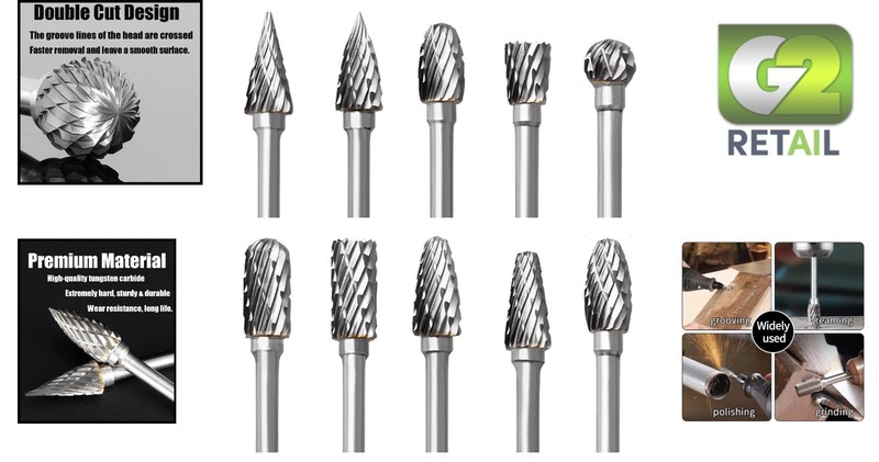 Double Cut Tungsten Carbide Burr Set - Versatile Rotary Tools for Wood & Metal gallery