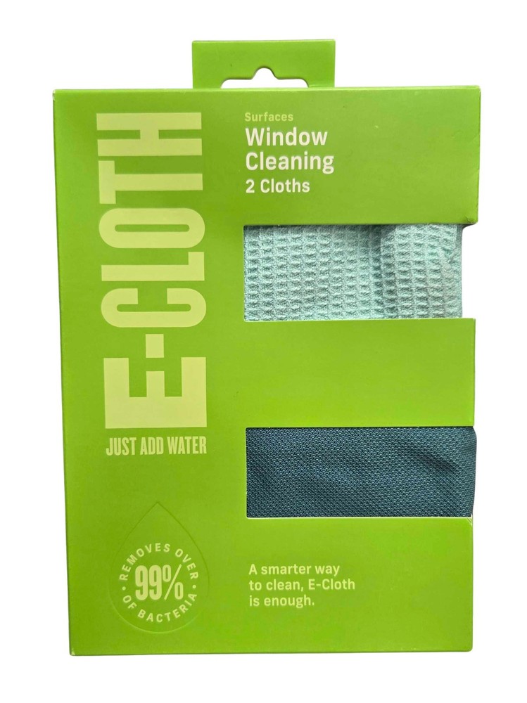 E-Cloth Window Cleaning Cloths 2 Count 10615W Chemical Free Just Add Water