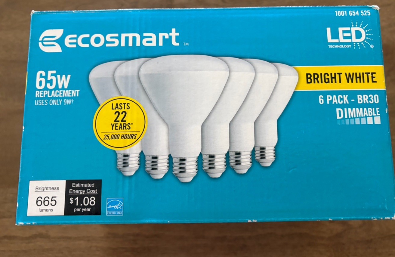 EcoSmart 65-Watt Equivalent BR30 LED Bright White (3-Pack) - INDOOR - Dimmable gallery
