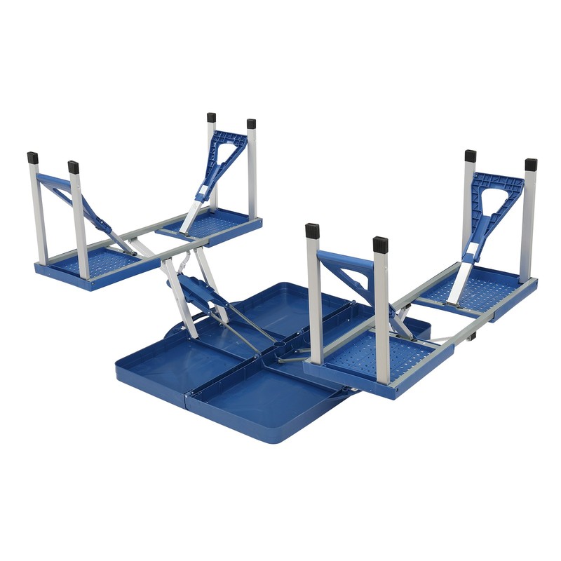 Blue Folding Camping Table with Stool, One‑Piece, Plastic PS, with Umbrella Hole gallery