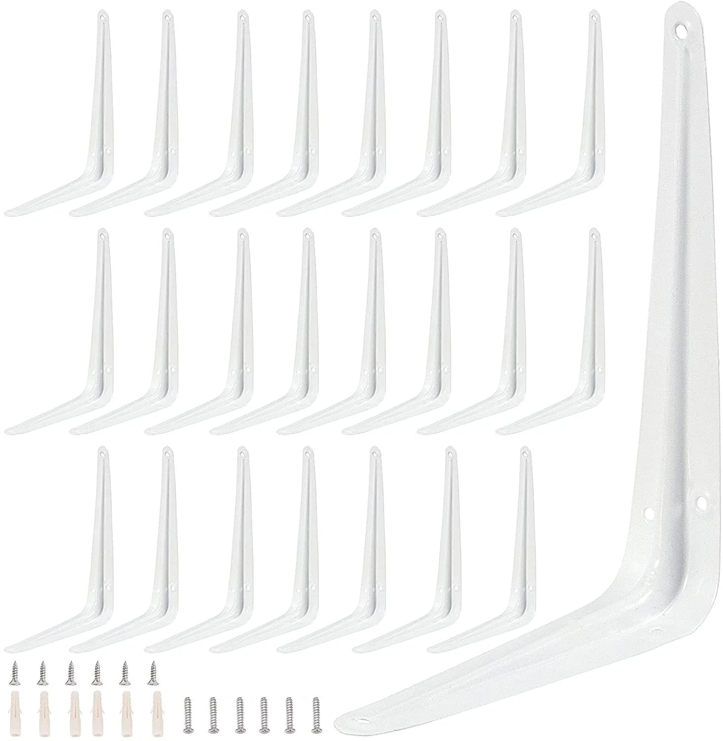 24 Pack 8 x 10 Inch White Shelf Brackets Heavy Duty L Bracket Support with 14... gallery