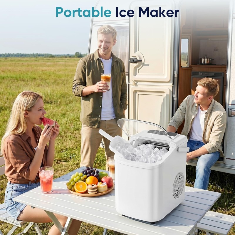 DUMOS Ice Maker Countertop Bullet Cubes Ice Machine w/ Portable Handle&Ice Scoop gallery