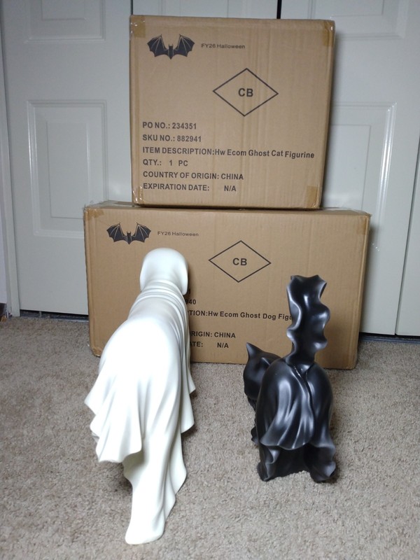 Cracker Barrel Halloween 12″ Ghost Cat AND 18″ Ghost Dog FIGURINE BUNDLE IN-HAND gallery