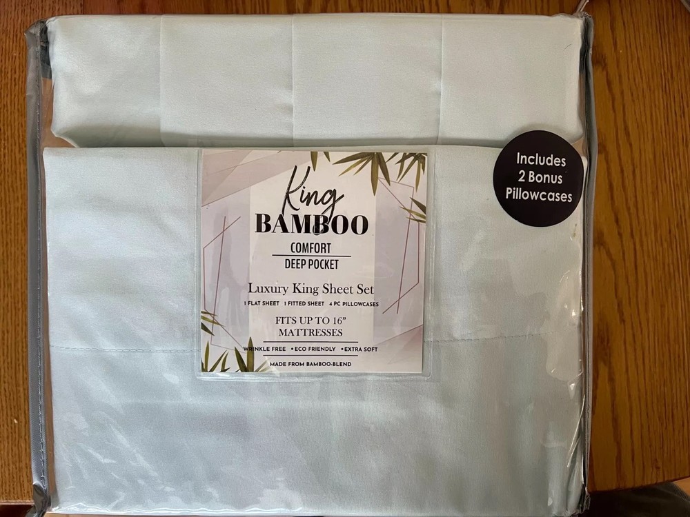 6 Piece Premium Bamboo Sheet Set, Deep Pockets, 60 Colors, by Sacred Thread