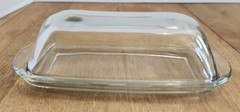 Rectangular Classic  Clear Glass Butter Dish  with Lid  7-1/2″ x 3-1/4″ x 2″