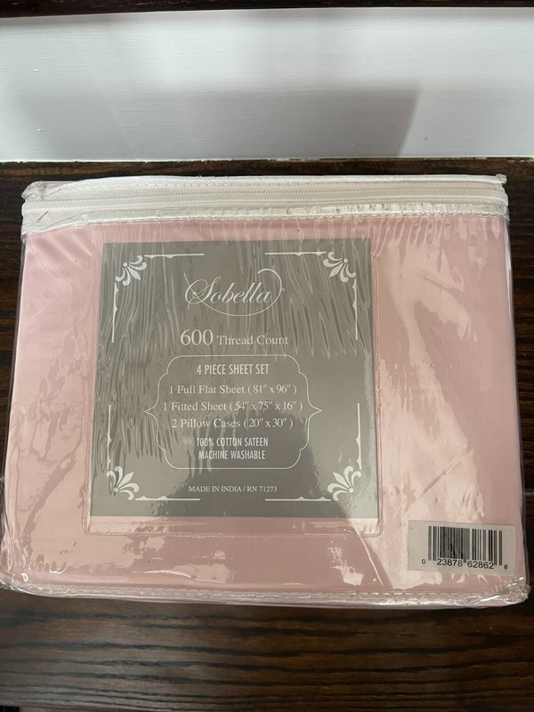 Luxury Sobella 600 Thread Count 100% Cotton Sateen Sheet - Size FULL 4 Piece Set gallery