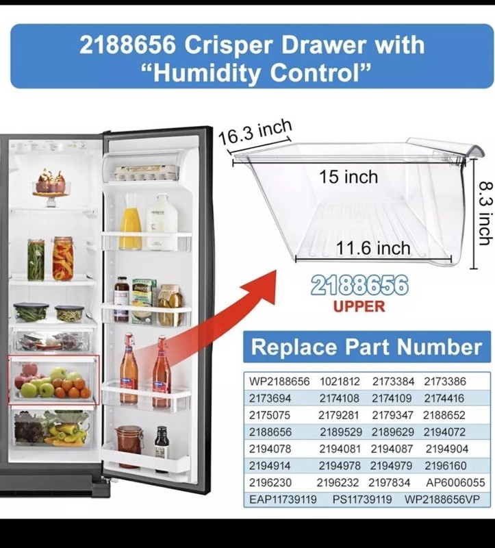 2Pack Upgraded 2188656 (Upper)2188664 (Lower) Fridge Crisper Bin Frigidaire gallery