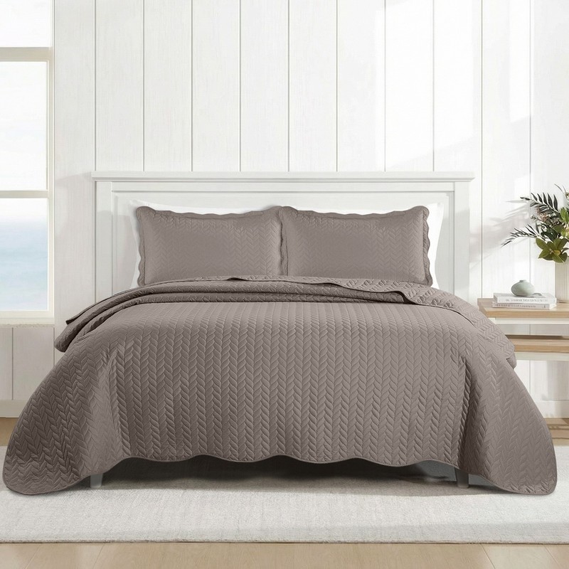 Embossed Quilt Bedspread Set 3 Piece Reversible Comforter Bedding Throw Queen US gallery