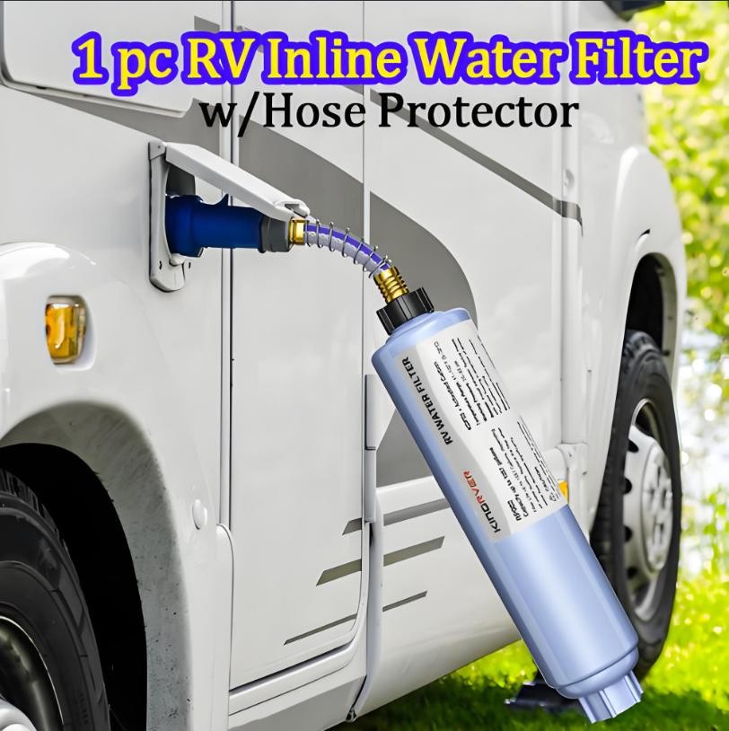 RV Inline Water Filter w/Hose Protector For RV Camper Garden Reduce Chlorine gallery