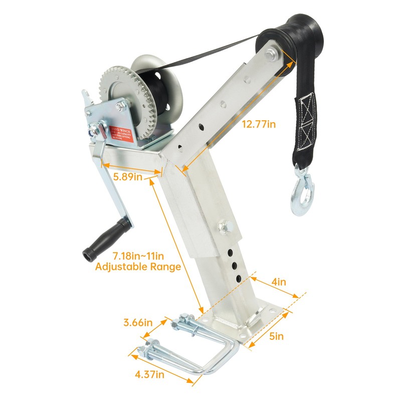 For Boat Trailer parts Galvanized Winch Stand W/1400lbs Winch Roller and Strap gallery
