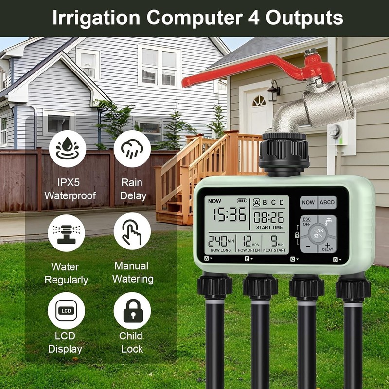 Smart Sprinkler Timer Programmable Water Timer for Garden Irrigation Auto 4 Zone gallery
