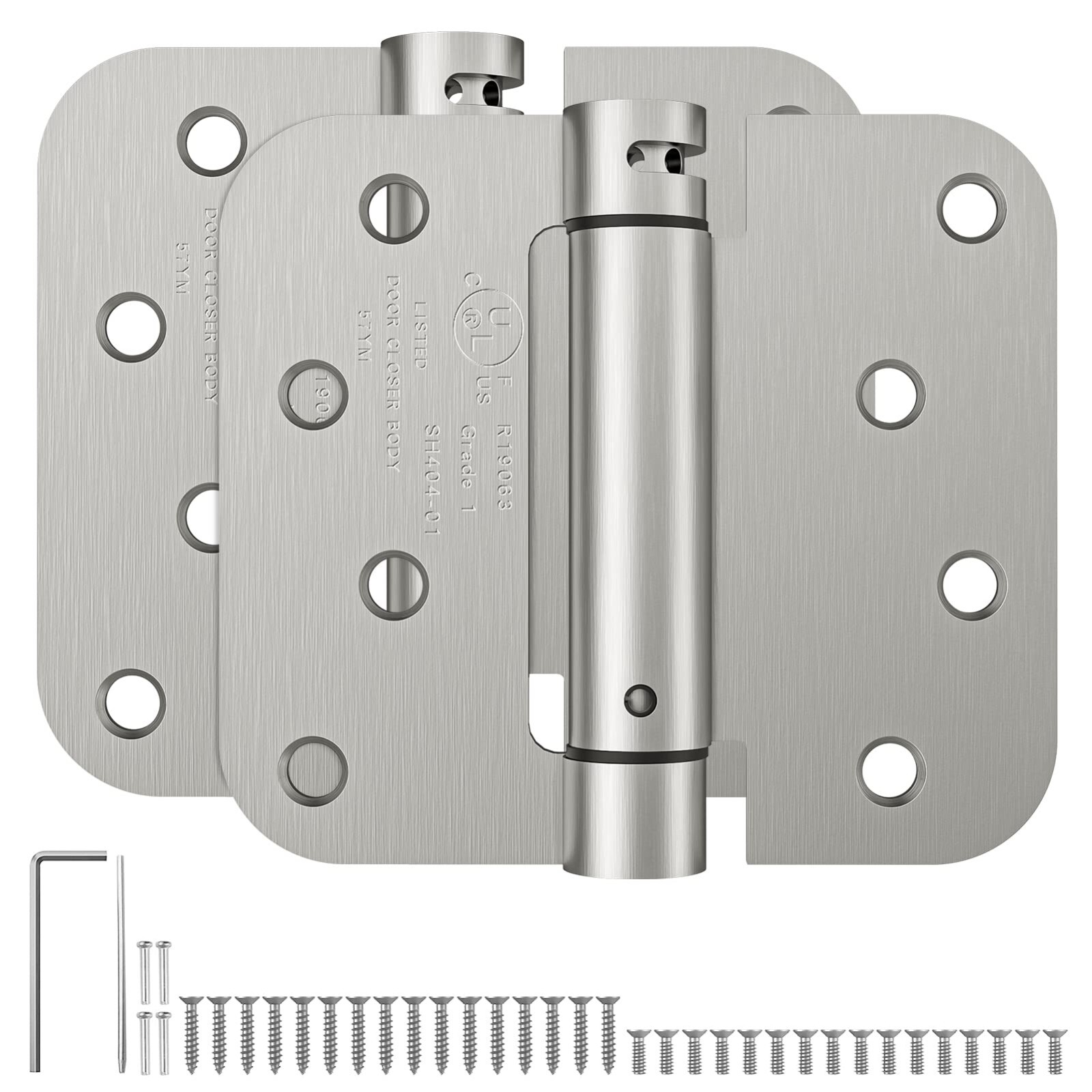Self Closing Door Hinges, Spring Loaded Hinges 4 Inch, Brushed Nickel, 2 Pack gallery