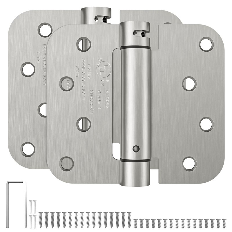 Self Closing Door Hinges, Spring Loaded Hinges 4 Inch, Brushed Nickel, 2 Pack gallery