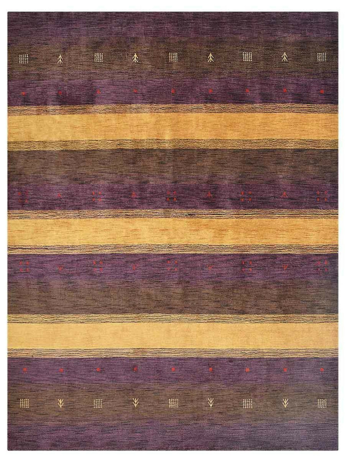 Eco-Friendly Hand Knotted Loom Wool Area Rug Contemporary Purple Gold BBL0A211 gallery