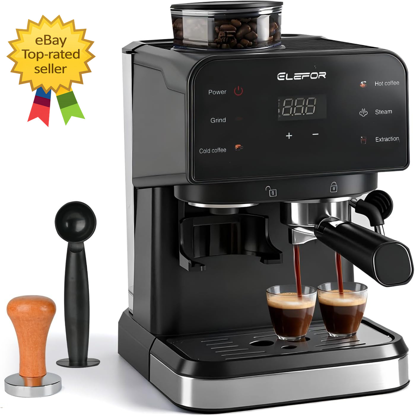 Espresso Machine 20 Bar Coffee Maker With Built In Grinder Black Home Barista gallery