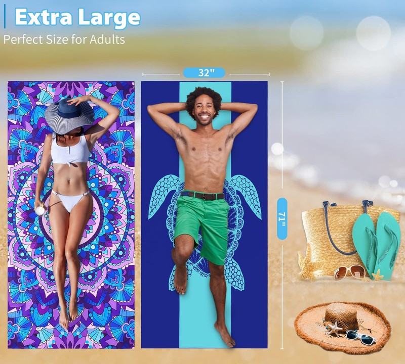 4 Pack Microfiber Thin Lightweight Beach 71"x32", 4 Blue and Red Multi gallery