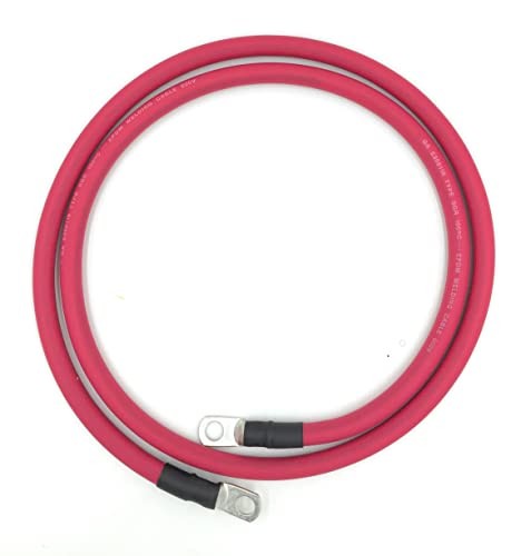 4 AWG Gauge Fully Assembled Battery Cables, 1-15ft 2ft - 3/8” Lugs Single Red gallery