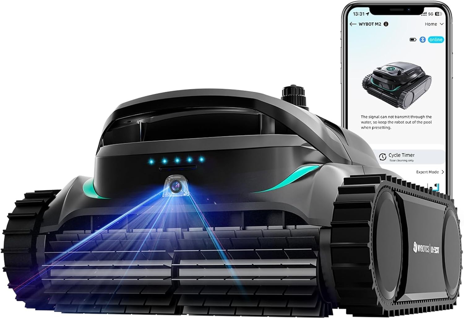 WYBOT M2 AI Pool Cleaner | App Control | 300min/4305sq.ft | 10,000mAh Brushless gallery