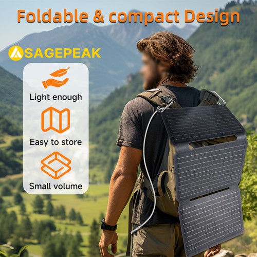 40W 30W Solar Panel Solar Charger 2-Ports Foldable Portable | USB-A Type-C Ports gallery