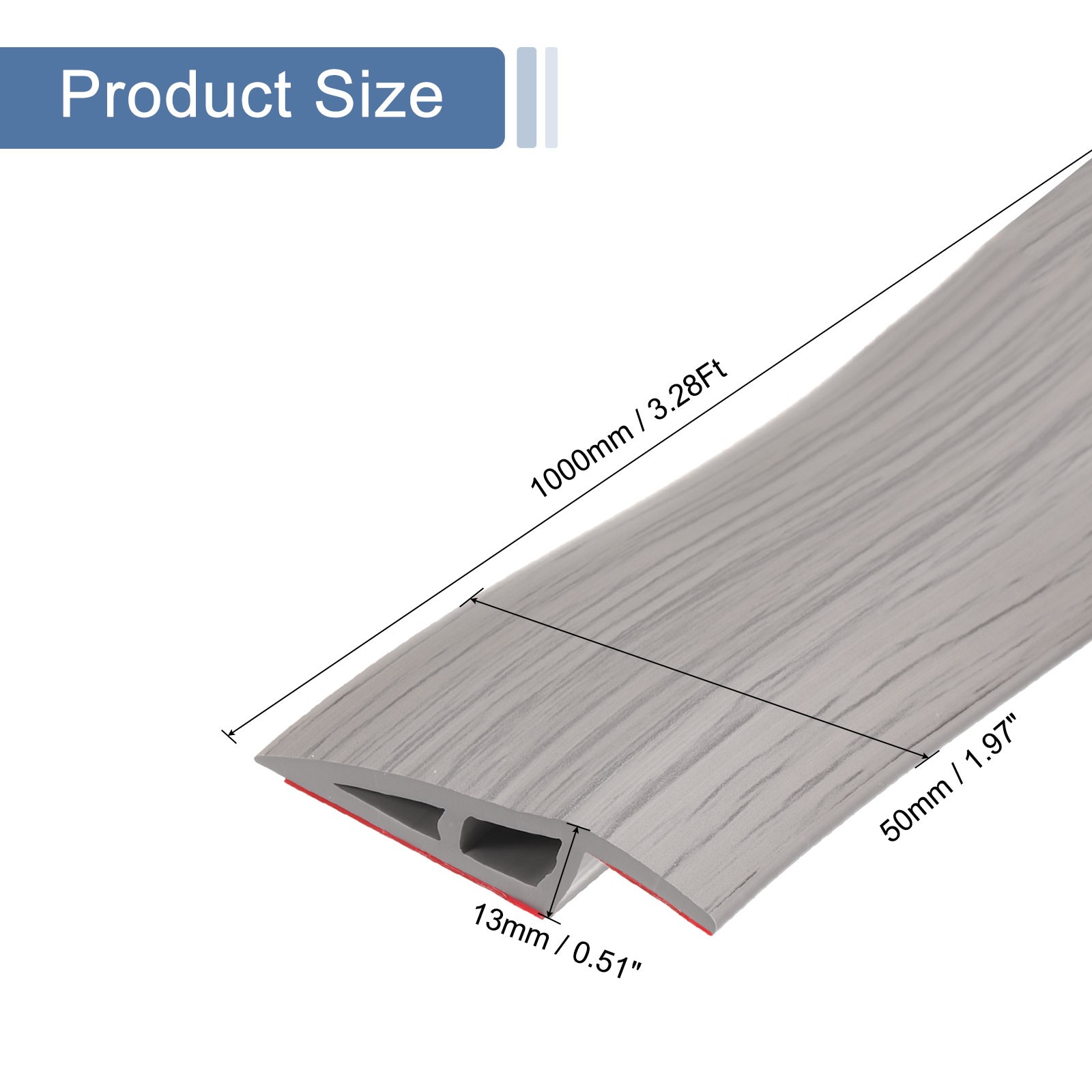 3.28Ft x 2" Floor Transition Strip, Vinyl Floor Gap Strip, Gray Wood Grain gallery