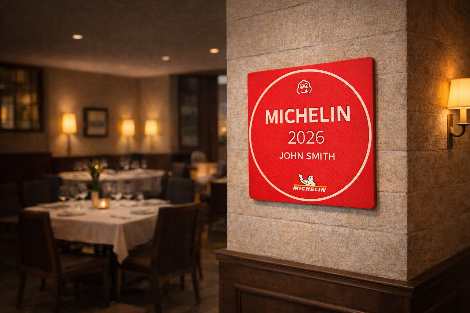 Custom 2-Sided Michelin Bib Gourmand Wall Plaque - Gift For Chef or Restaurant! gallery