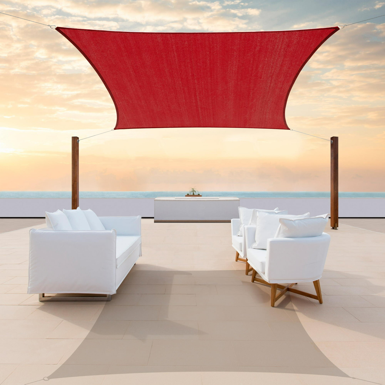 Colourtree Red Custom Size Rectangle Sun Shade Sail Canopy Fabric Cover Patio gallery