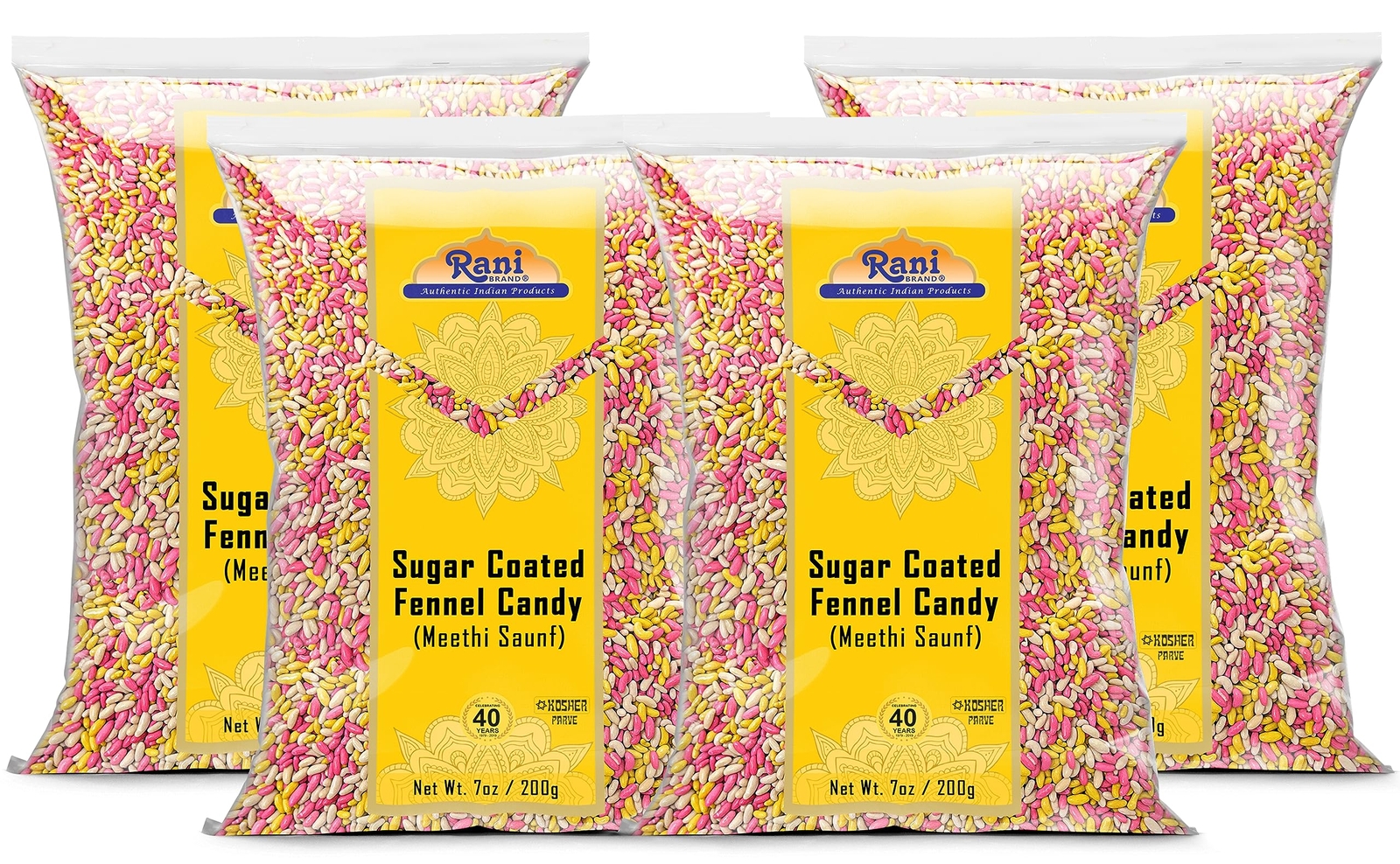 Rani Sugar Coated Fennel Candy 7oz 200g (Pack of 4, 28oz/800g total) gallery