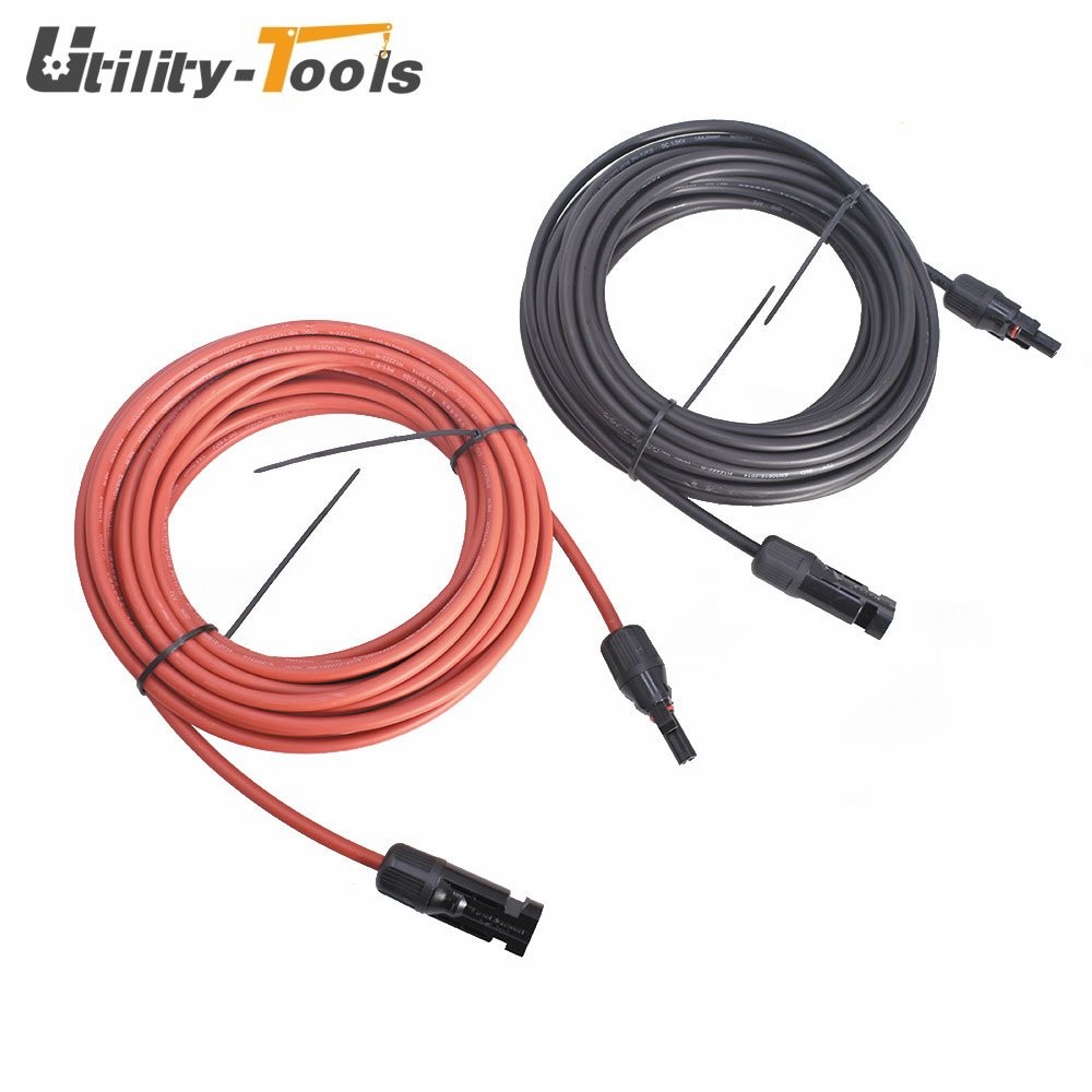 12 AWG 20 FT High Quality Solar Panel Extension Cable Wire Connector Black + Red gallery