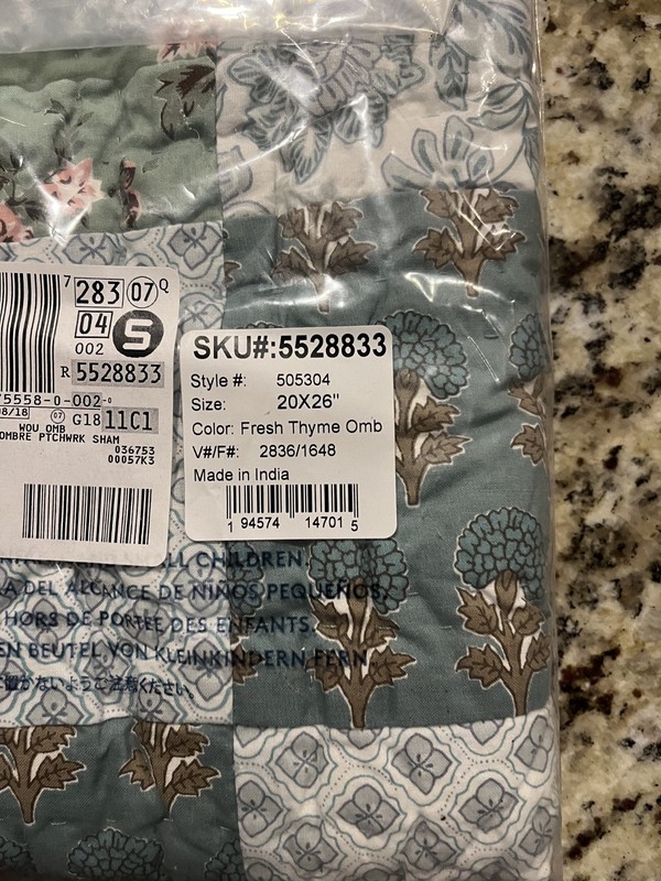 NWT Lands End Floral Square Patchwork Heirloom Standard Sham (1) Fresh Thyme Omb gallery