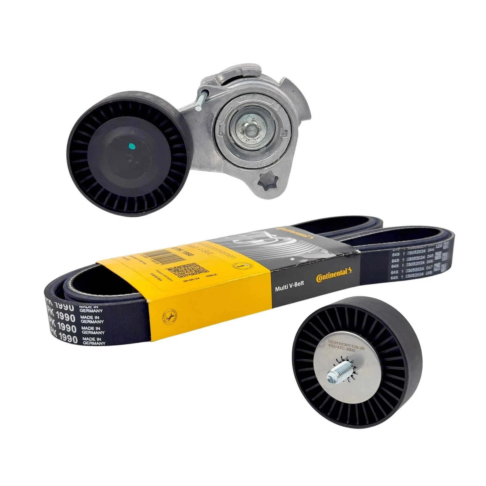 Drive Belt Kit with Tensioner + Idler Pulley Compatible with BMW N52 Engines gallery