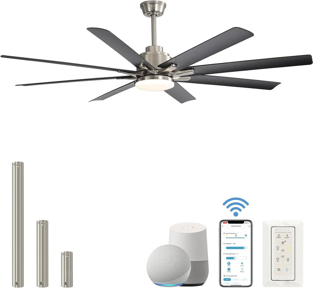 Sofucor Smart APP 8 Arm Fan 66'' Ceiling Fan with LED Light Kit & Remote Control