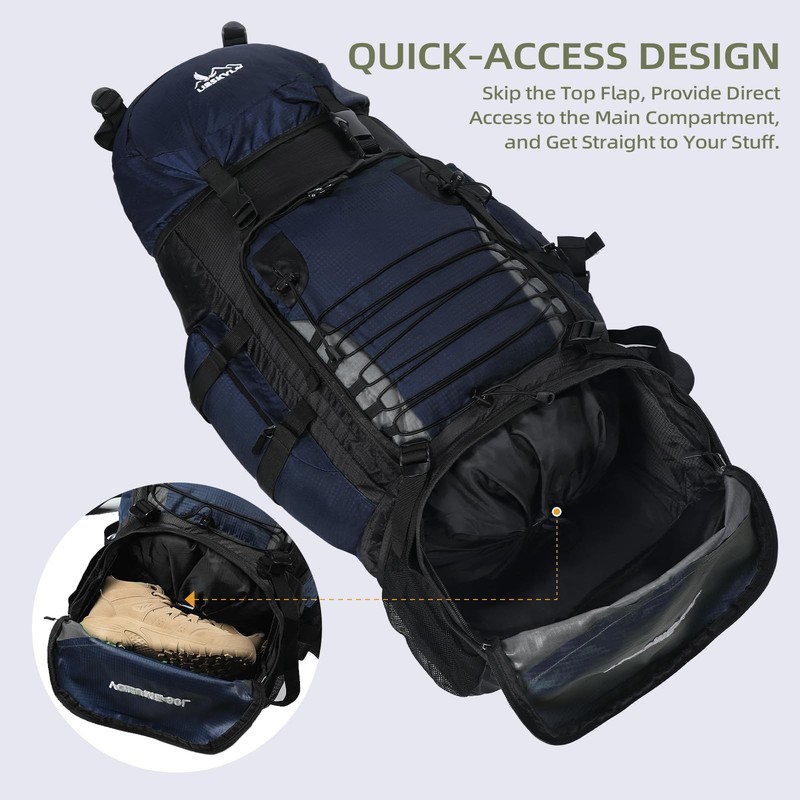 LibSkyln 90L Hiking Backpack with Rain Cover, Waterproof Camping Backpack wit... 5