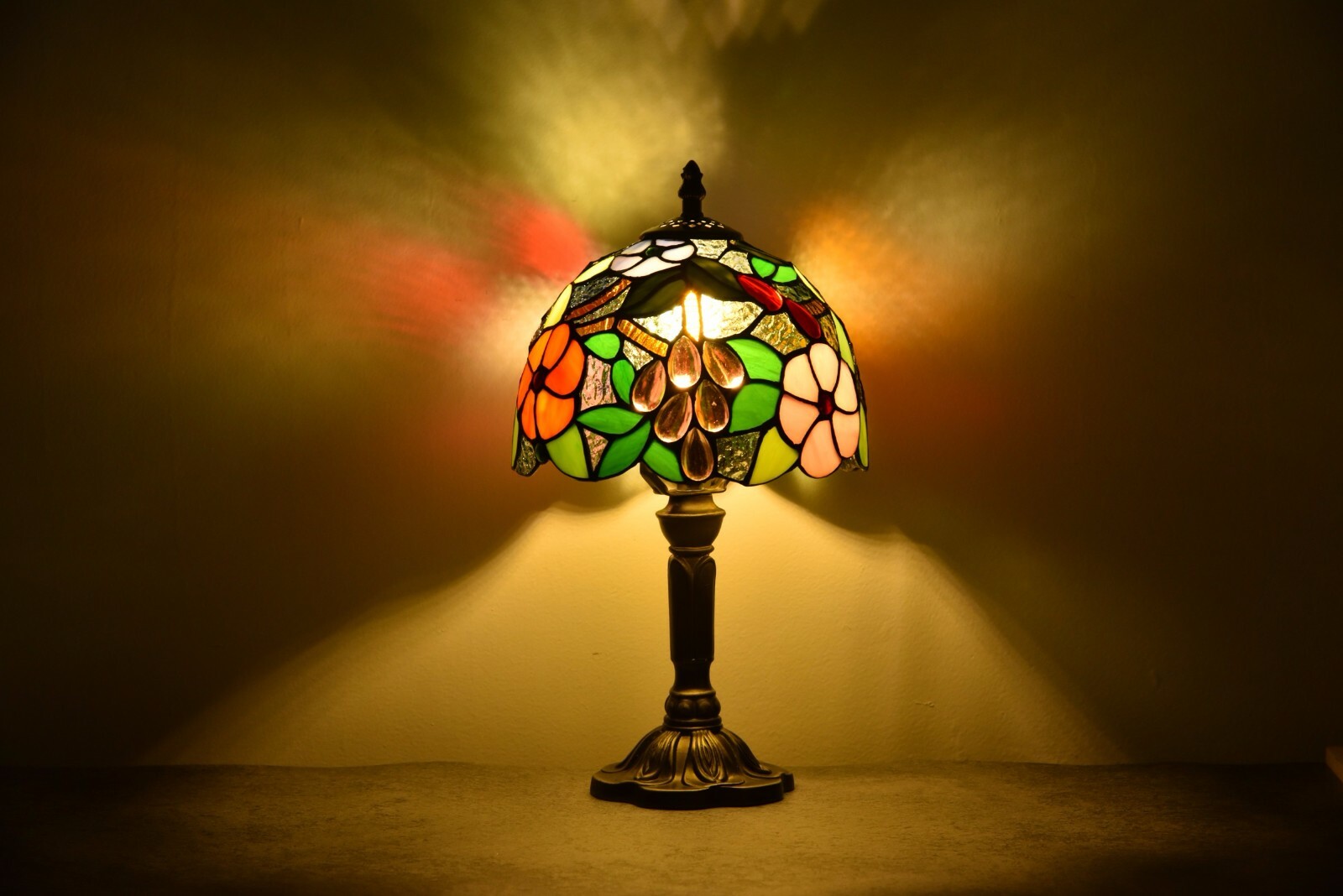Tiffany Table Lamp Bedside Lamp Floral Stained Glass Lamp Desk Light H14" gallery