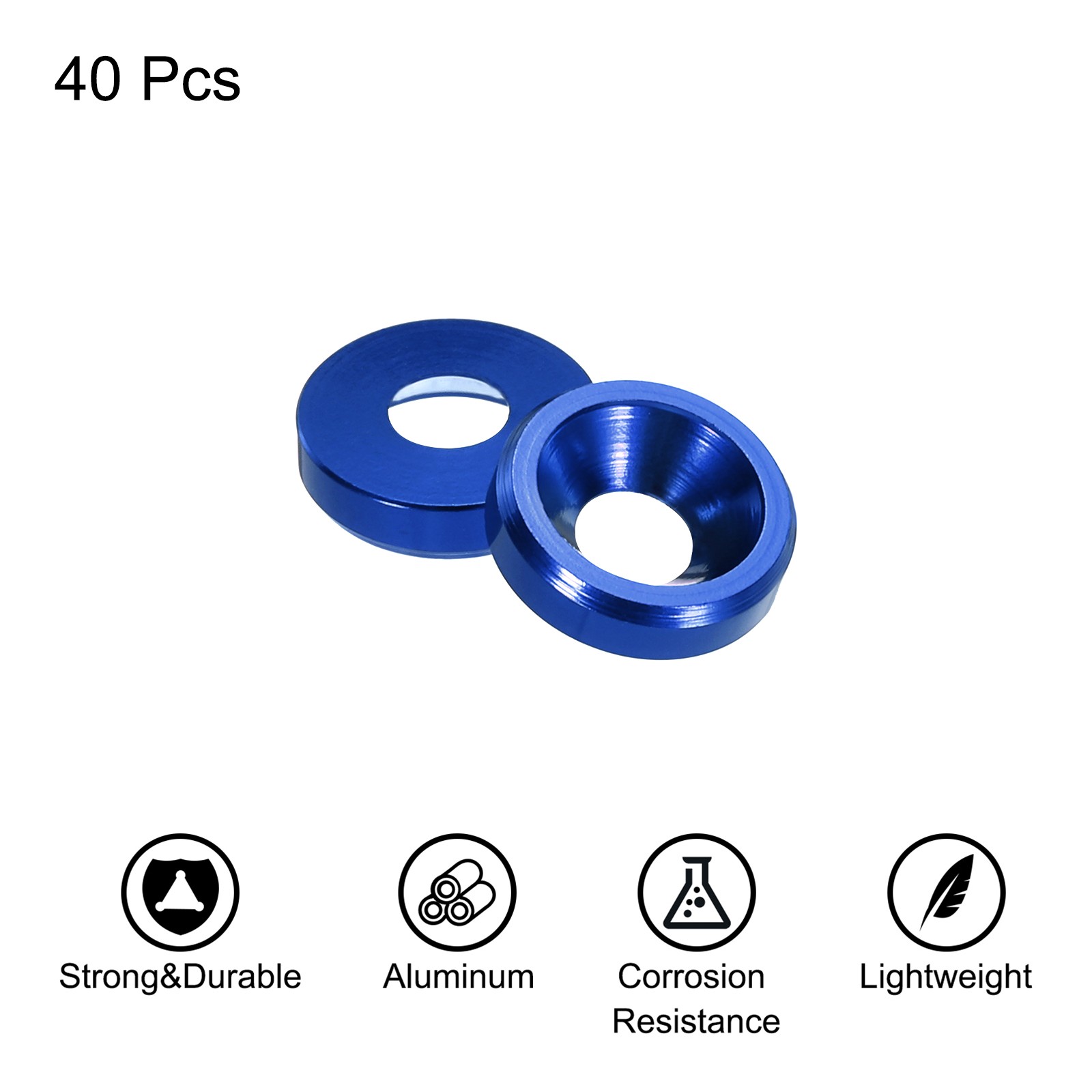 40Pack M3 Cone Cup Countersunk Washers Hole Dia 3.1mm/0.12 Aluminum Navy Blue gallery