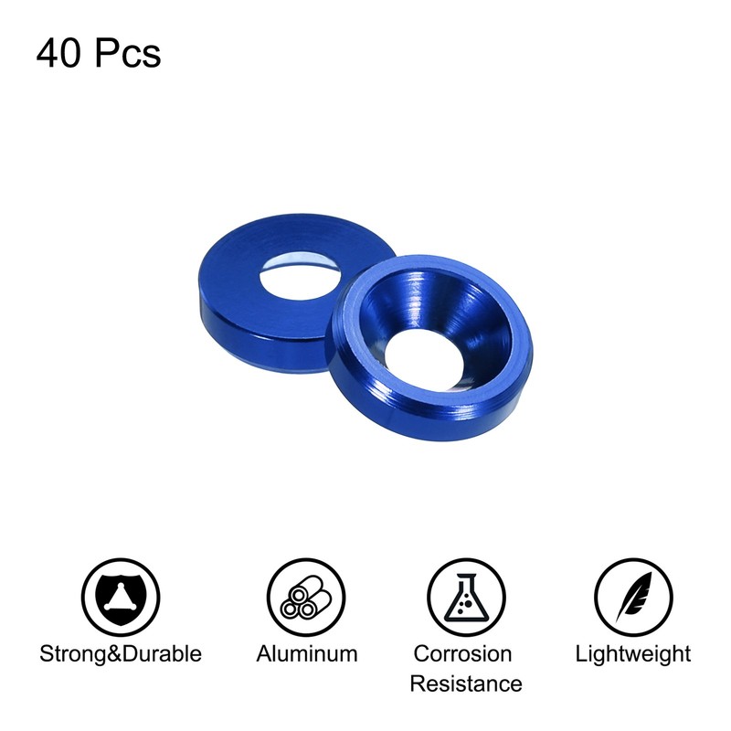40Pack M3 Cone Cup Countersunk Washers Hole Dia 3.1mm/0.12 Aluminum Navy Blue gallery