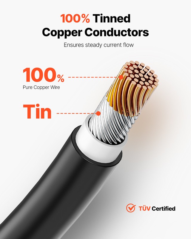 100FT Solar Panel Extension Cable 10AWG Waterproof PV 6mm² Cable Black gallery