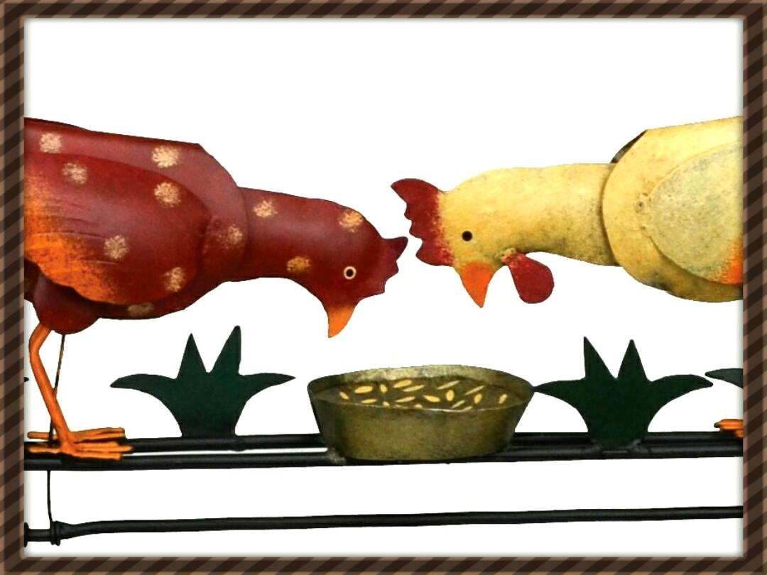 NEW PECKING CHICKEN & ROOSTER WHIRLIGIG WIND POWERED KINETIC YARD DECOR SPINNER gallery