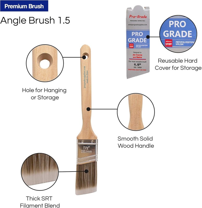 Pro Grade - Paint Brushes - 6 Pack Variety Angle Paint Brushes gallery