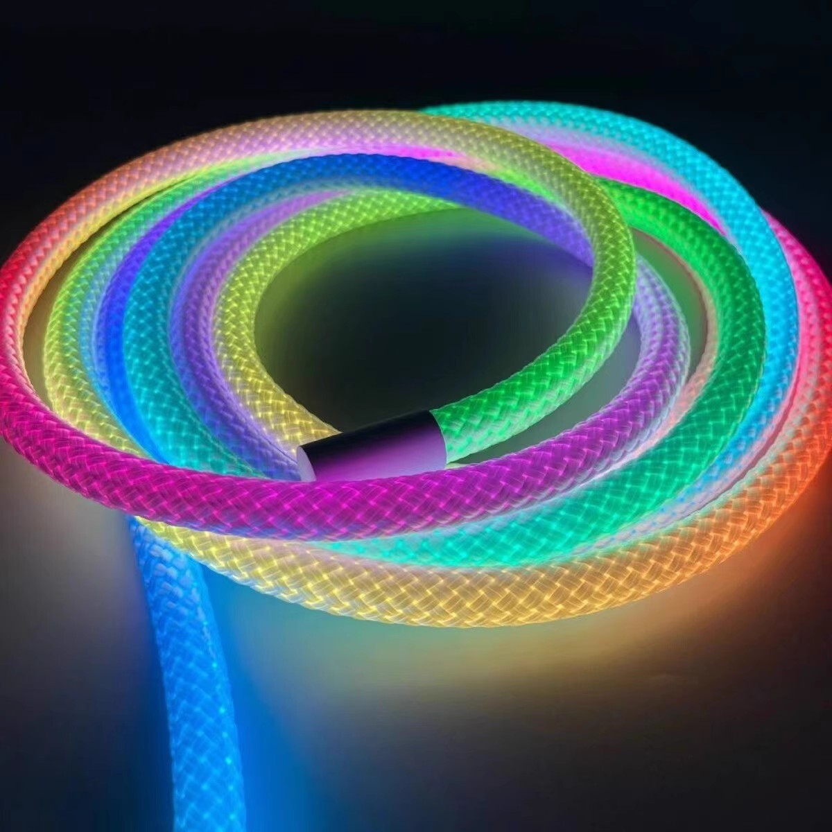 5V 4m RGBIC 360 Degree Round Reticulate Chasing Color LED Neon Strip Light Kit gallery