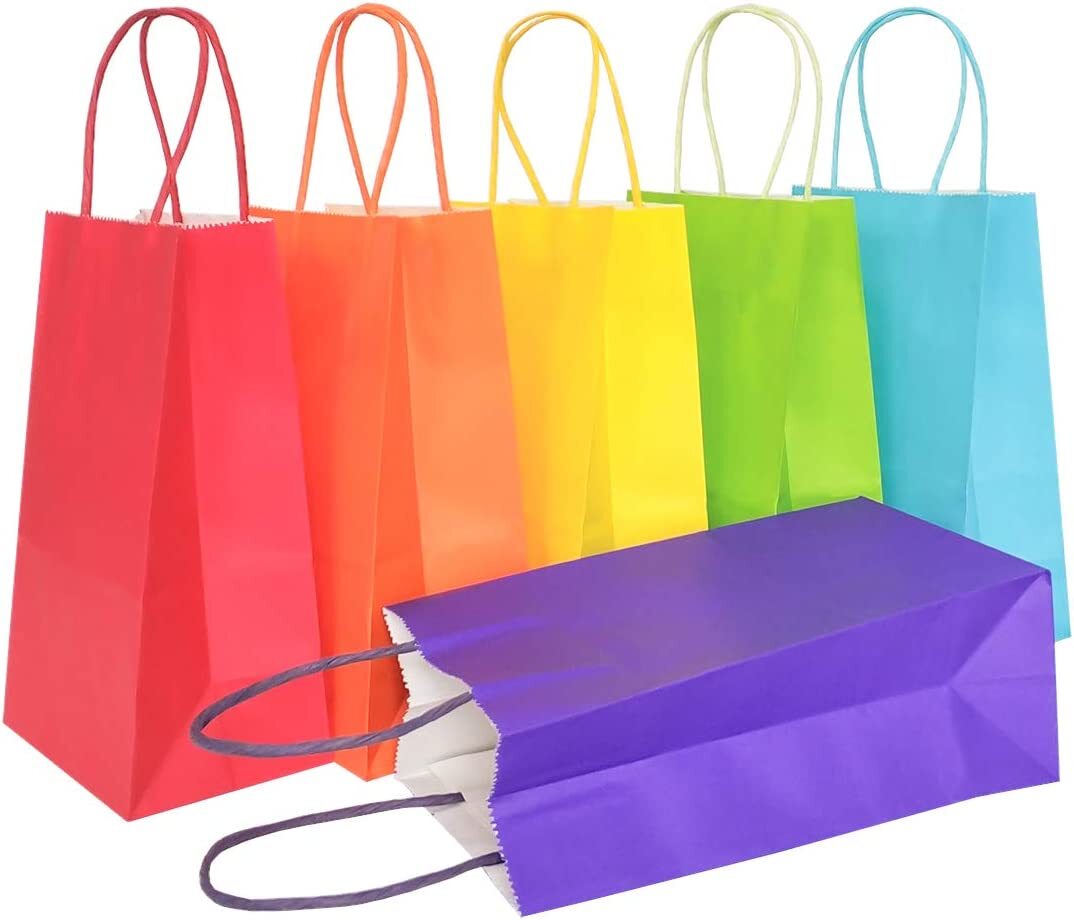 Multi-Coloured Paper Party Bags - Gift Bag With Handles -Birthday Loot Bag gallery