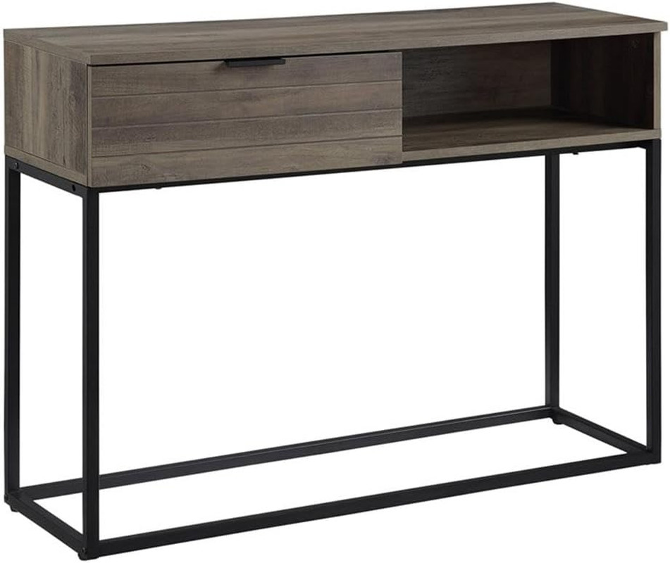 Rustic Oak and Black Galeno Engineered Wood & Metal Writing Desk gallery
