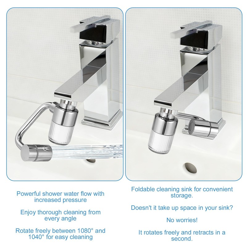 360° Rotating U Shaped Faucet Extender, Universal Faucet, with 5 Filter Elements gallery
