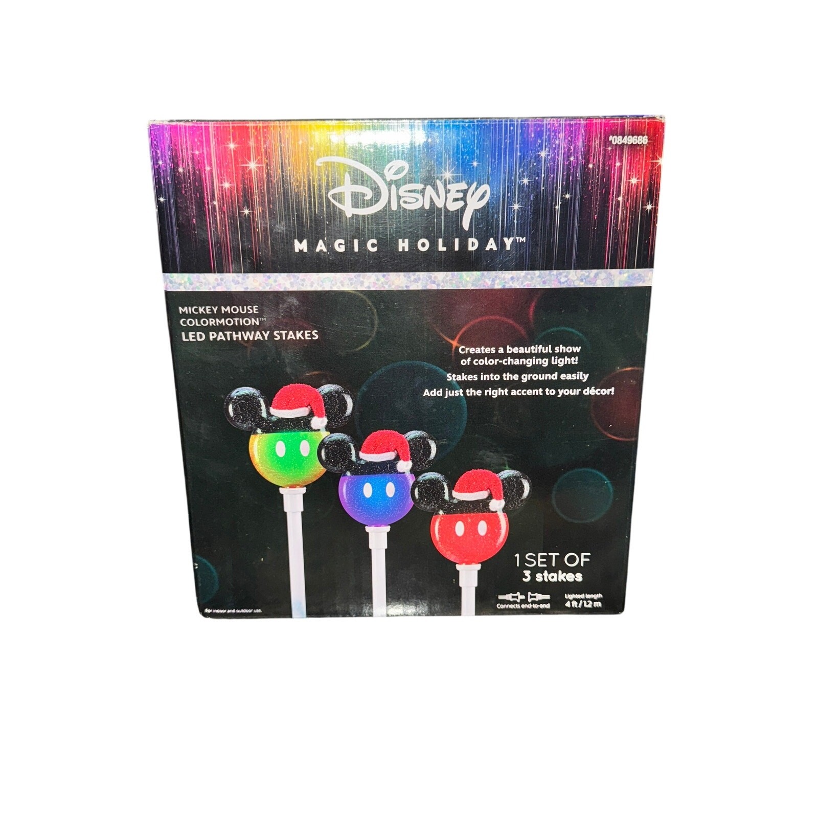 Disney Magic Holiday Mickey Mouse Colormotion LED Pathway Stakes Tested gallery