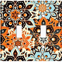 Metal Light Switch Cover Wall Plate Mandala Colorful Flower Pattern MDL022
