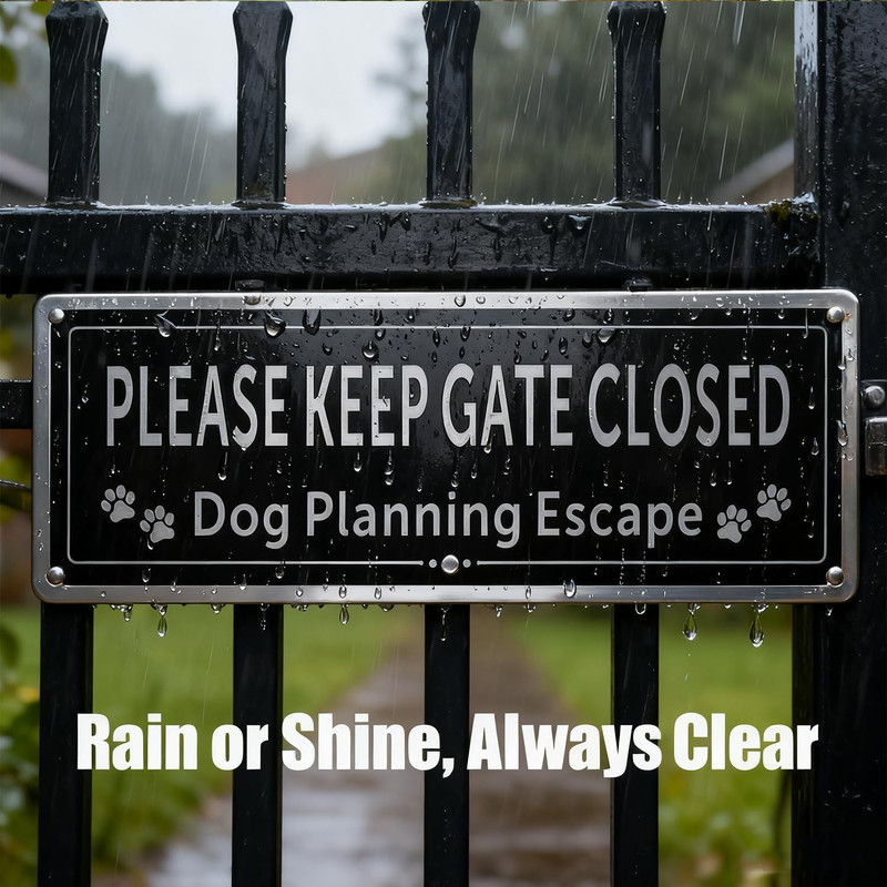 2 Pack Please Close the Gate Matal Sign - Dog Planning Escape Sign - Brushed Alu gallery