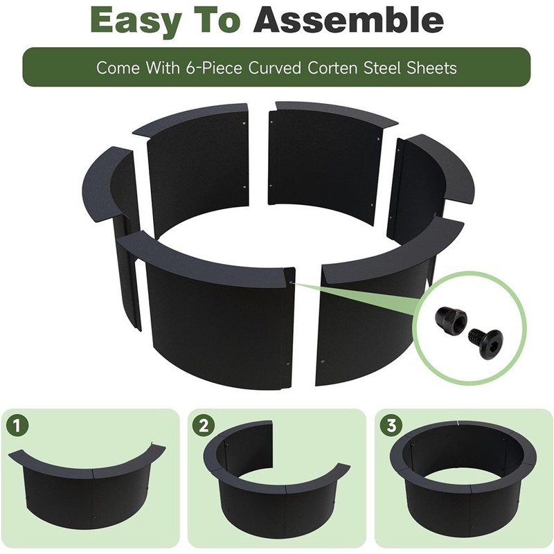 Fire Pit Ring Outdoor Wood Burning for Camping Metal Steel Heavy Duty Fire Ring gallery